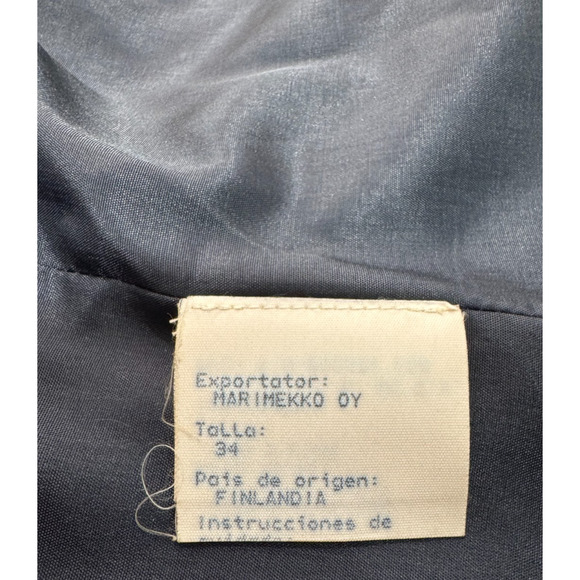 Vintage Womens Linen Blazer MARIMEKKO Sz 6 Made in Finland Navy Blue Jacket - Picture 6 of 11
